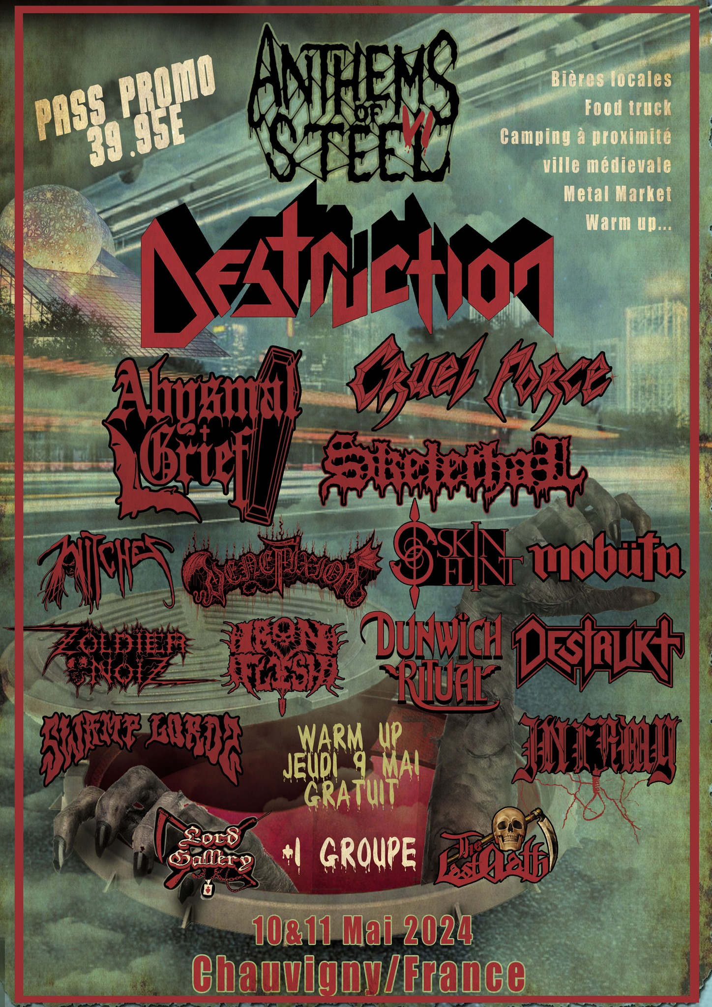 Witches flyer Abysmal Grief + Cruel Force + Venefixion + WITCHES + Dunwich Ritual + Zoldier Noiz + Swamp Lordz @ Anthems Of Steel VI Th��tre Charles Trenet Chauvigny (86)