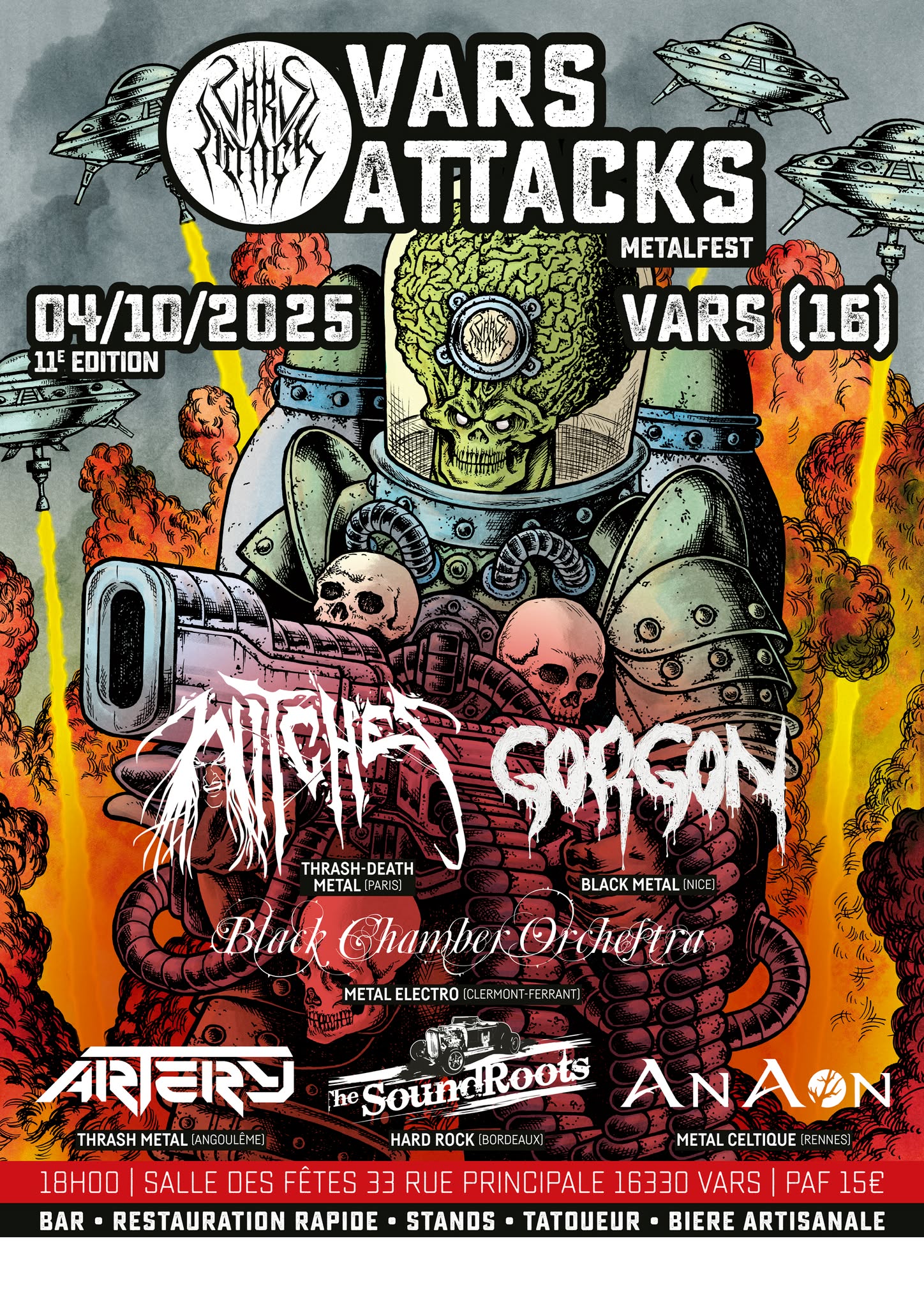 Witches flyer Witches, Gorgon, Black Chamber Orchestra, Artery, The Soundroots, Anaon  @ Vars Attacks  Vars (16-France)