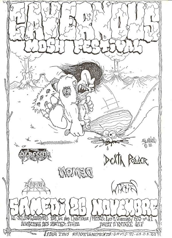 Witches flyer DeathPower, Suspiria, WITCHES, Nomed, Agressor @ Cavernous Mosh Festival Salon Guirama Marseille (13-France)