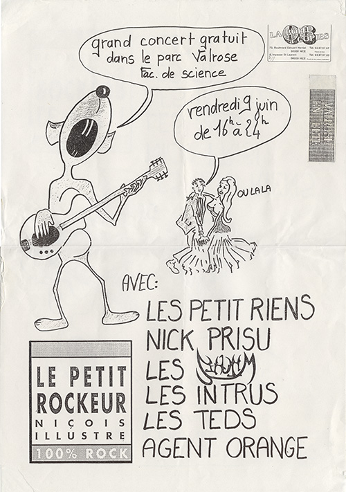Witches flyer WITCHES + Les petits riens + les intrus + agent Orange + Nick Prisu + les Teds @ Parc Valrose Fac des sciences Nice (06-France)