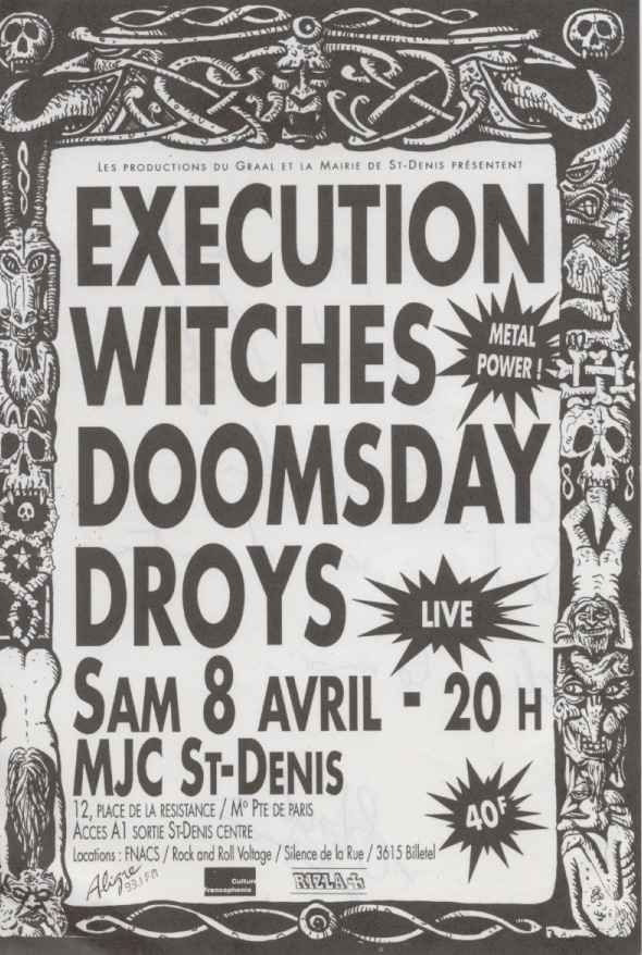 Witches flyer Execution, Doomsday WITCHES + Droys @ MJC Saint Denis (93-France)