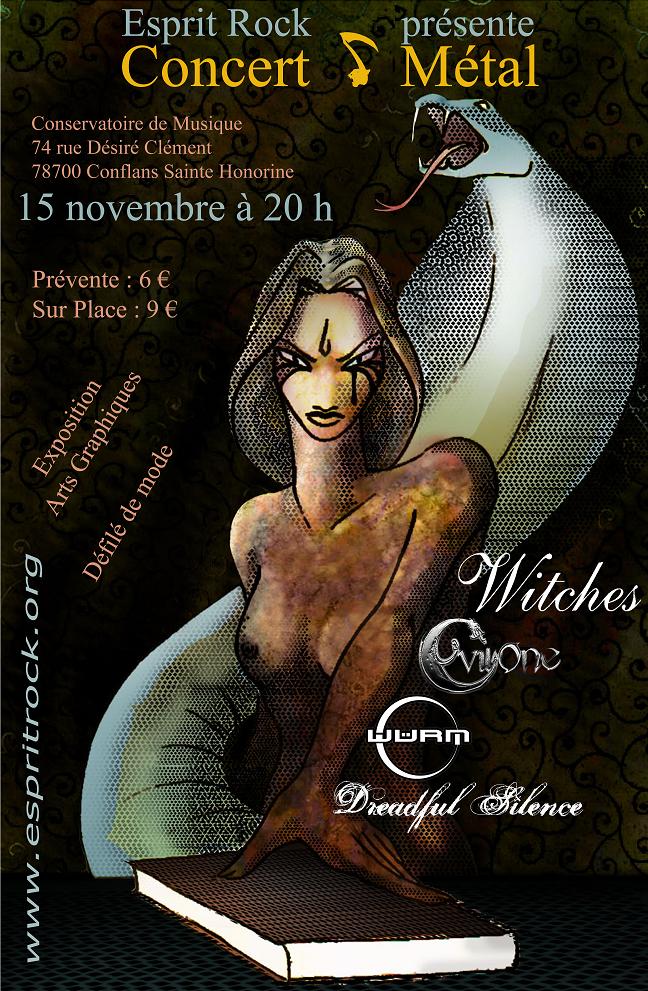 Witches flyer WITCHES + Evil One, Würm & Dreadful Silence @ Conservatoire de Musique Conflans Sainte Honorine (78-France)