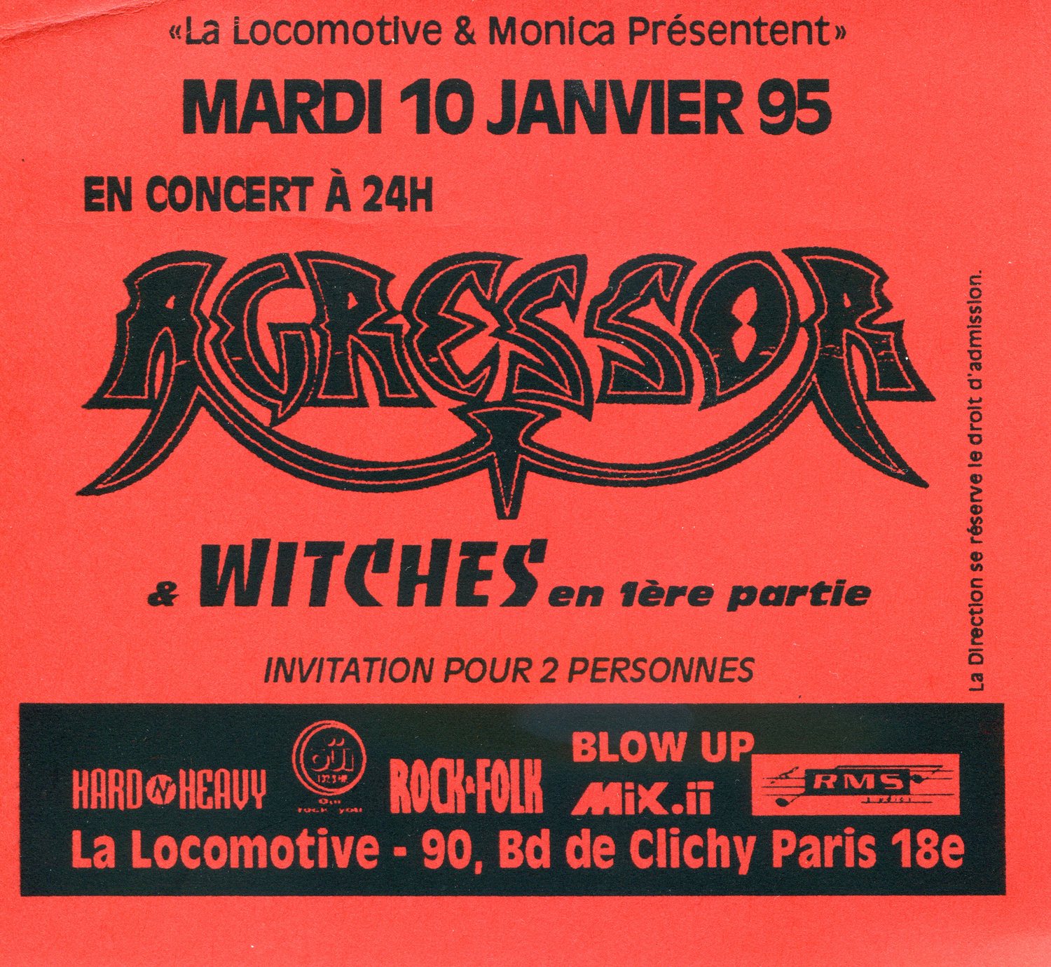 Witches flyer Agressor+ WITCHES @ La Locomotive Paris (75-France)