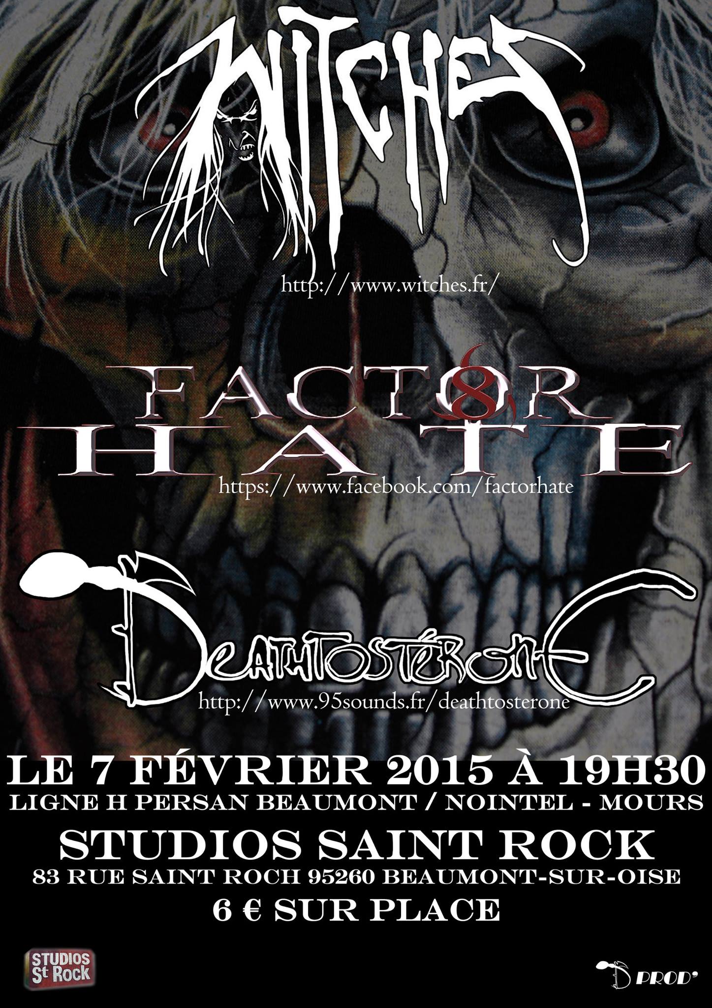 Witches flyer Witches + Deathtosterone + Factor Hate @ Studios Saint Rock Beaumont-sur-Oise (95-France)