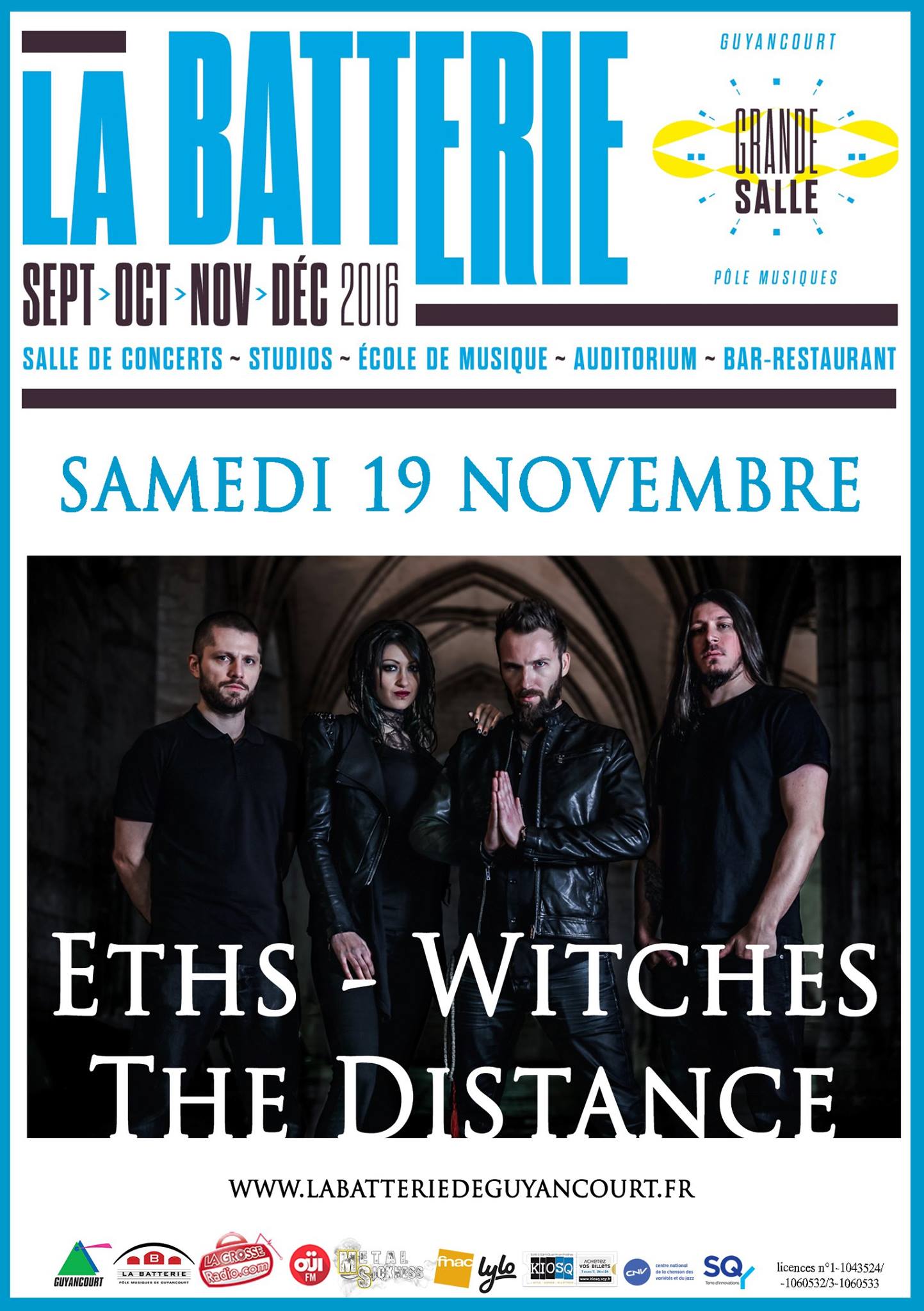 Witches flyer Eths + WITCHES + The Distance (concert reporté du 19-03-2016) @ La Batterie Guyancourt (78-France)