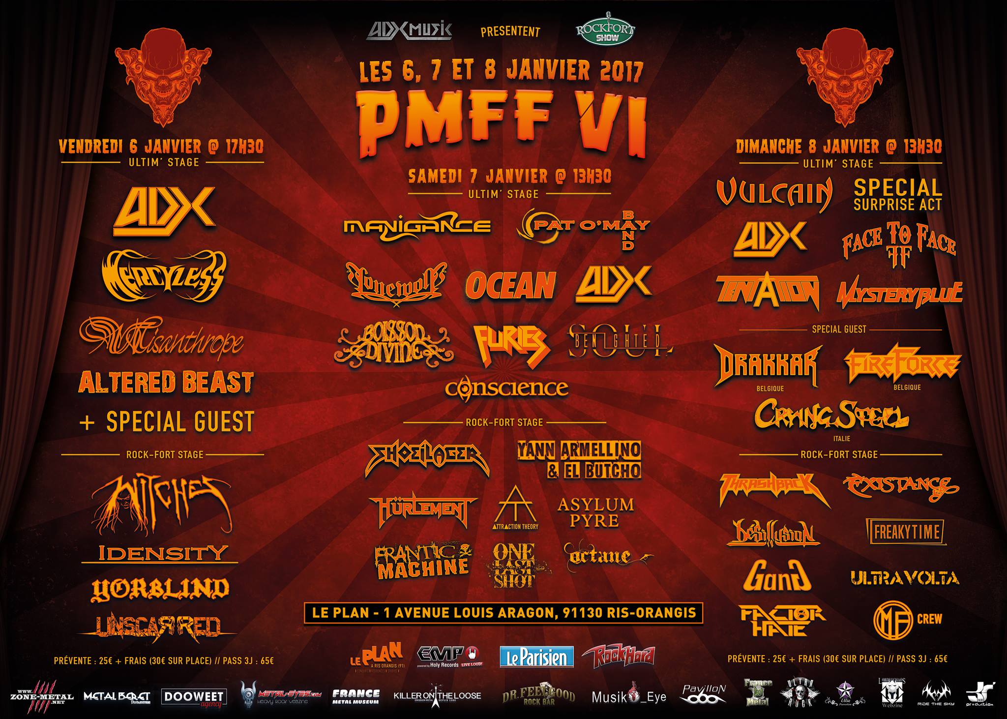 Witches flyer Mercyless, Witches, ADX, Misanthrope, Altered Beast, Yorblind, Idensity​, Unscarred @ Paris Metal France Festival - PMFF #6 Le Plan Ris Orangis (91)