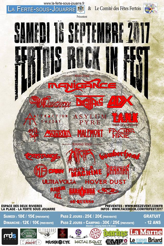 Witches flyer Misanthrope + Witches + Pleasure to Kill + ... @ Fertois Rock In Fest  La Fert sous Jouarre