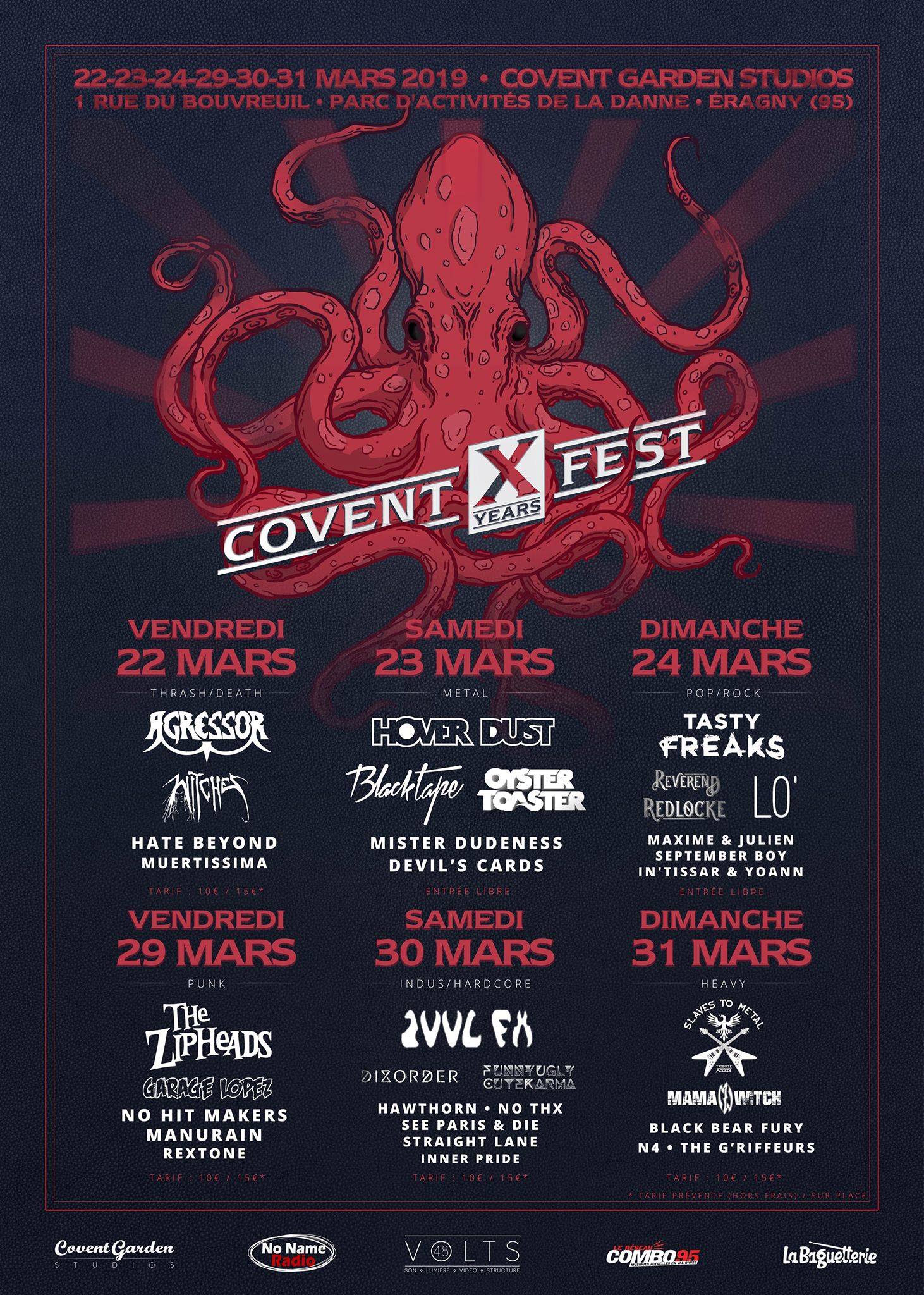 Witches flyer Agressor + Witches + Hate Beyond (JPN) + Muertissima @ Covent X Years Fest Covent Garden Eragny (95), Fr