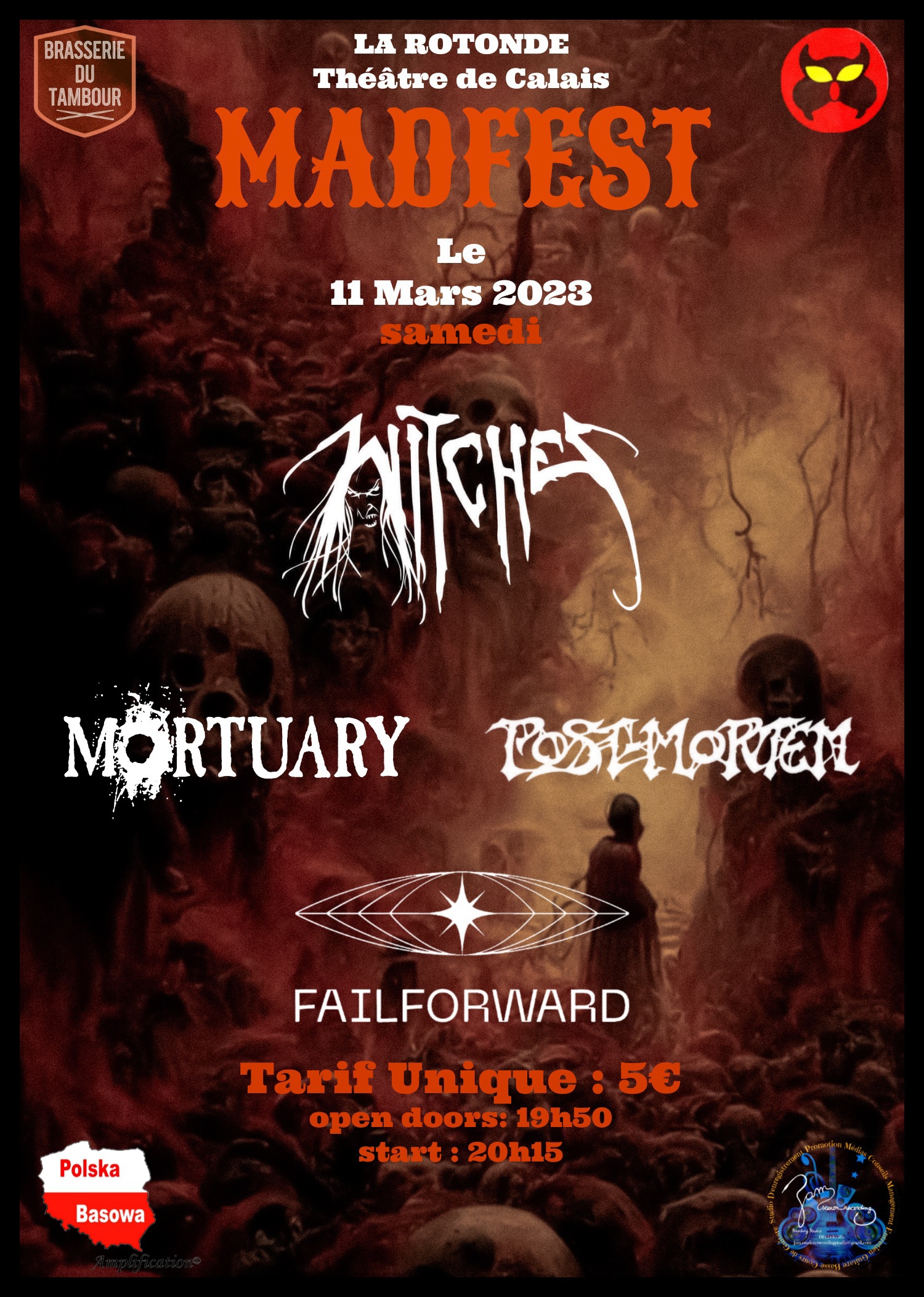 Witches flyer Witches + Mortuary + Post Mortem + Fail Forward @ MADFEST La Rotonde - Grand Thatre de Calais Calais (62), France