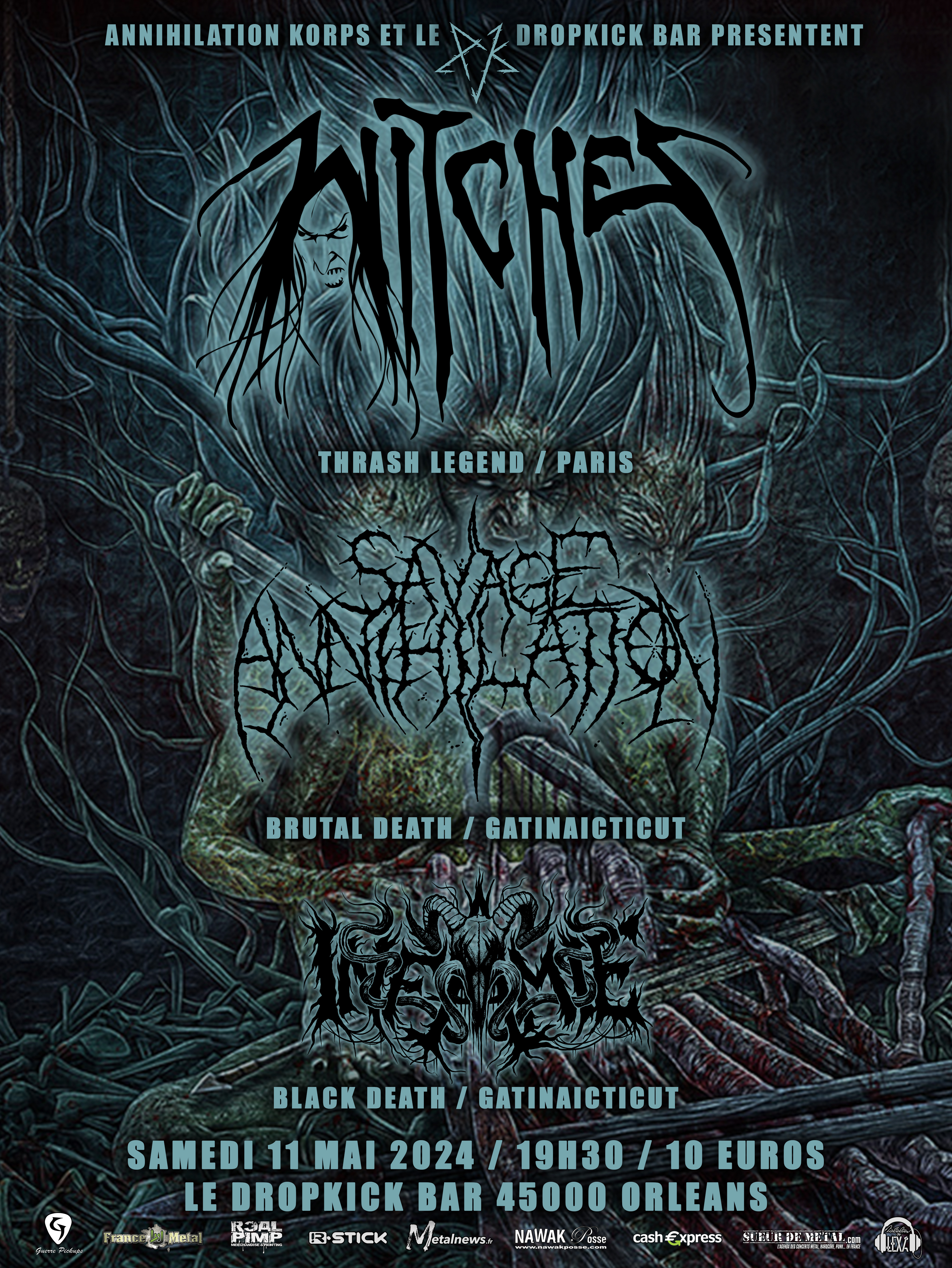 Witches flyer Witches + Savage Annihilation + Infamie @  Dropkick Bar Orlans (45)