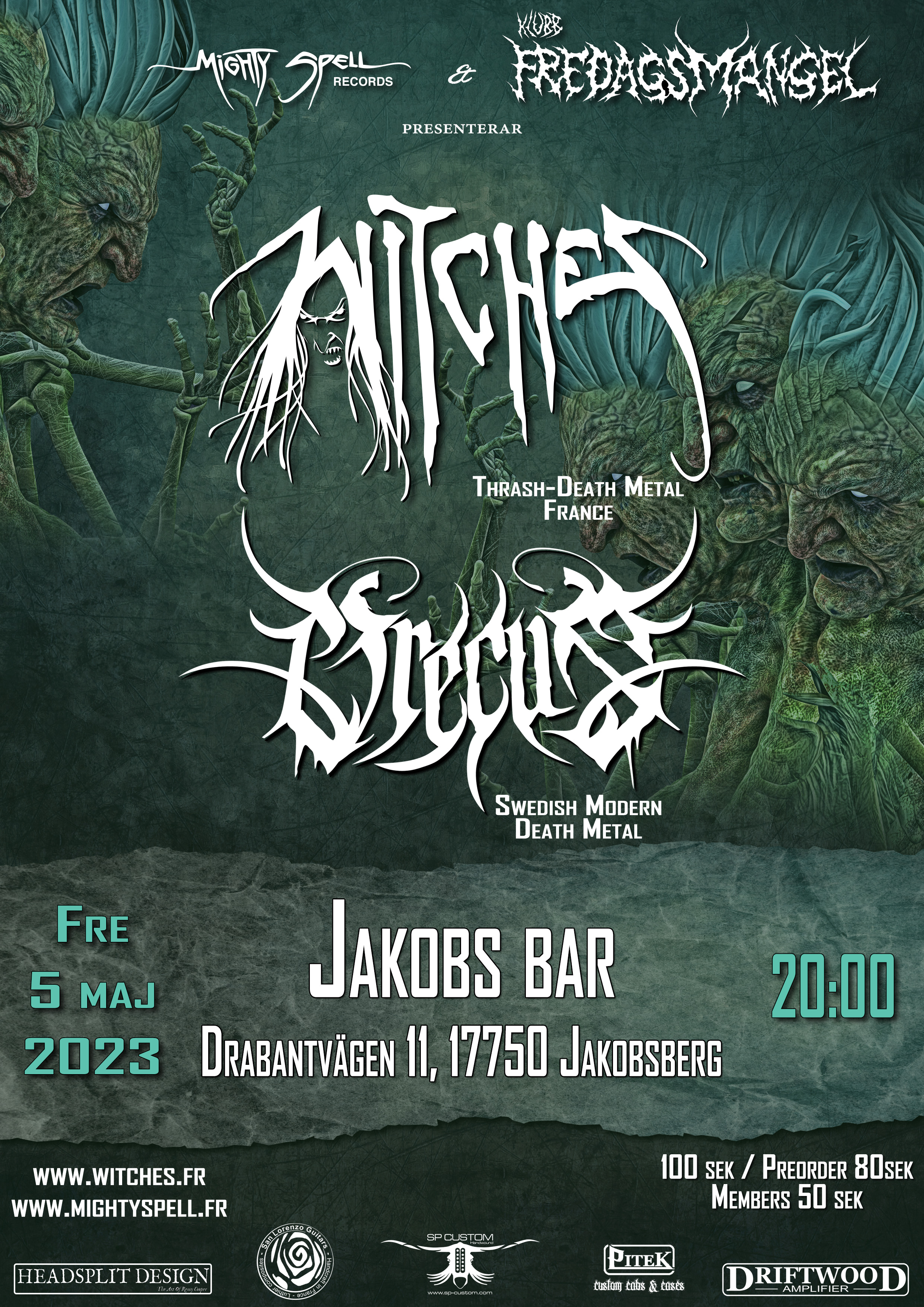 Witches flyer Witches + Orecus @ Klubb Fredagsmangel Jakobs bar, Jakobsberg Stockholm, Sweden