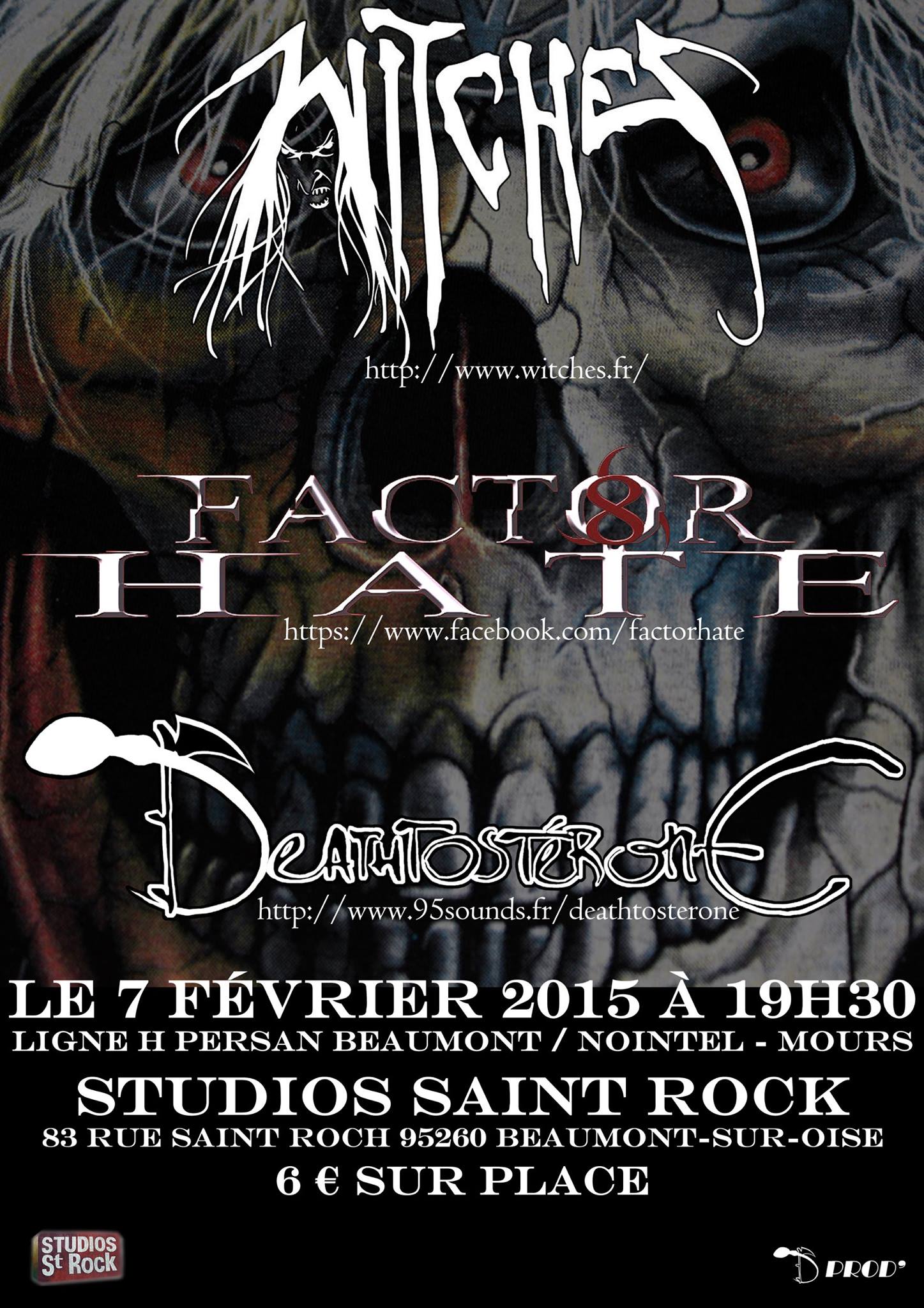 Witches flyer Witches + Deathtosterone + Factor Hate @  Studios Saint Rock Beaumont-sur-Oise(95)