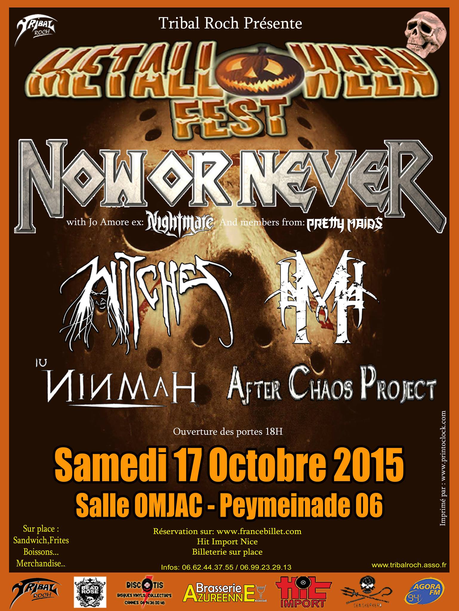 Witches flyer Metalloween Festival : Now or Never + Witches + Moghan RA + Ninmah + After Chaos Project @ Witches 'Hunt Europe Tour Salle OMJAC Peymeinade (06), France