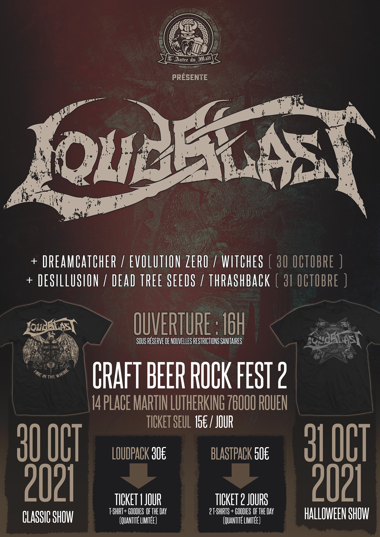 Witches flyer Loudblast + Witches + Evolution Zero + Dreamcatcher @ Craft Beer Rock Fest 2 Craft Beer Pub - L'Antre du Malt  Rouen, 76