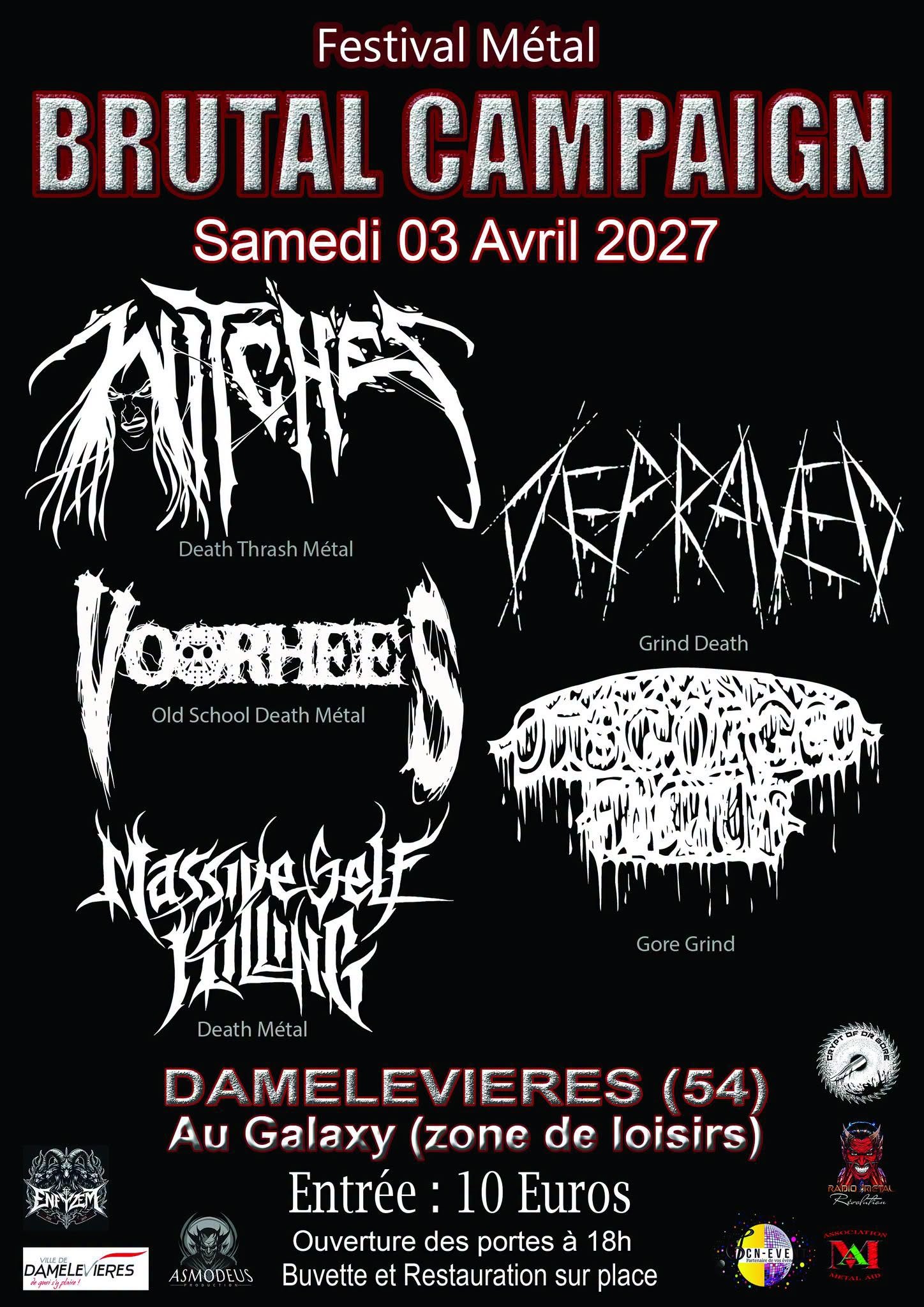 Witches flyer Massive self Killing + Disgorged Foetus + Voorhees + Depraved + Witches @ Brutal Campaign Damelevi�res (54) 